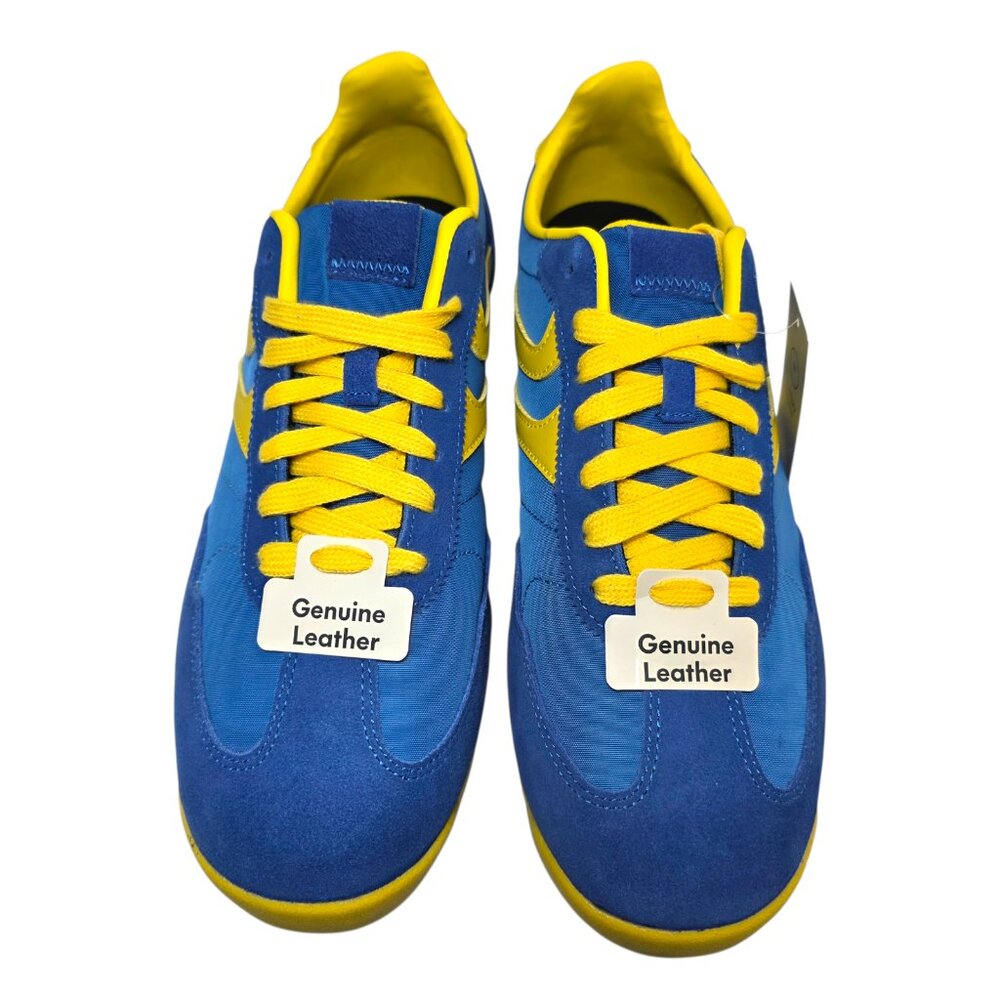 No Boundaries Mens Slim Sneakers Genuine Leather Lace Up Blue & Yellow 11 - 13